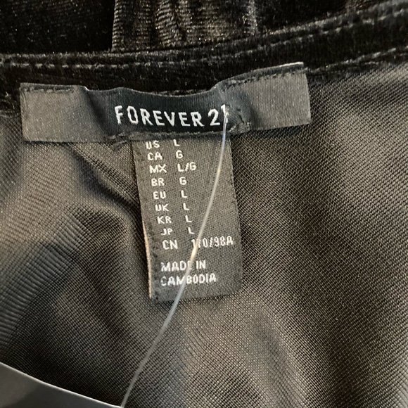 [FOREVER21] NWT Velvet V-neck Sleeveless Bodycon Mini Black Dress Size L - Picture 4 of 6